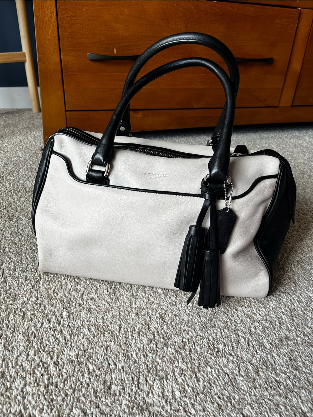 Coach Legacy Haley Colour Block Two-Toned Mushroom Boston Bag Satchel 25307